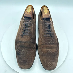 JM Weston Men Size 8.5D Brown Suede Brogue Wingtip Lace Up Oxford Dress Shoes - Picture 1 of 11