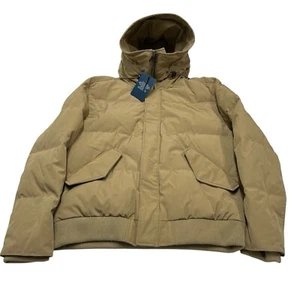 Cole Haan Jacket Mens L Khaki Hooded Down Puffer Coat Inner Tech Pocket Chore - Picture 1 of 11
