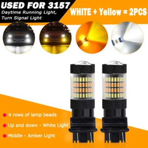 3157 White/Amber Switchback LED Turn Signal Light Bulbs For Chevy Silverado 1500 - Picture 1 of 24