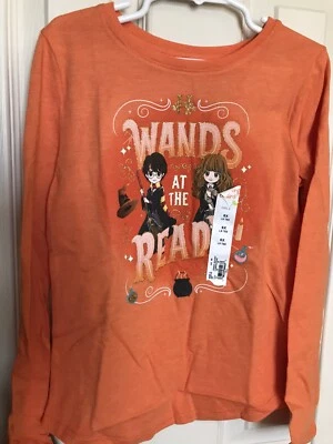 Harry Potter Halloween T-shirt Girls Size 6x Orange Graphic Glitter Tee Hermione - Image 1 of 3
