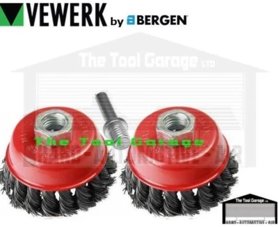 VEWERK / BERGEN VEWERK 2 of 75mm Twist Knot Wire Cup Brushs Angle Grinder With m14 Drill Adapter