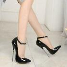 Women's Pointed Ankle Strap Stilettos Shoes Super High Heel 16 Cm Pumps Sz