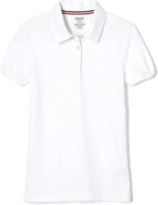 French Toast Girls' Little Short Sleeve Lace Yoke Polo, White, 4-5 - Picture 1 of 4