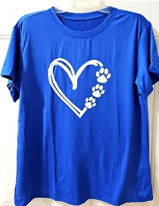 Heart of Dog Katzenpfoten T-Shirts ~ Pfoten in weiß auf königsblau Gr.: M-L 95 % Poly - Bild 1 von 3