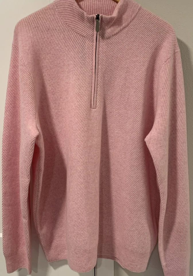 Vineyard Vines Cat Cay Cashmere 1/2 Zip Sweater Flamingo Pink Men’s XL $298 NWT - Image 1 of 4