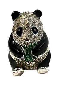 Estee Lauder Crystal Compact Panda Bear Solid Perfume Rhinestone RARE! - Picture 1 of 12