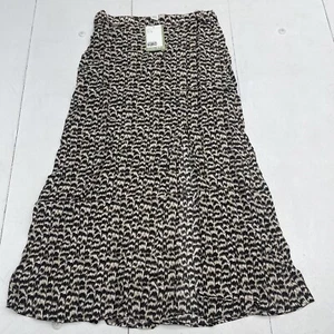 H&M Brown Printed Split MIDI Skirt Women’s Size 8 New - Picture 1 of 7