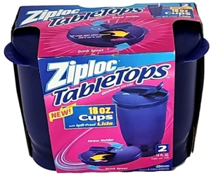 Vintage'01 Ziploc Tavoli 18oz Tazze Coperchi Antiversamento (Confezione da 2) - Foto 1 di 22