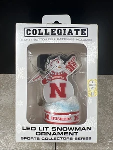 Nebraska Cornhuskers NCAA BIG 10 LED-Lit Snowman Ornament New (Q) - Picture 1 of 2