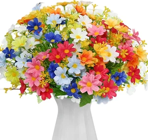 Artificial Flowers Faux Silk Daisy Fake Plants Outdoors Decoration 10 Bundles - Picture 1 of 12