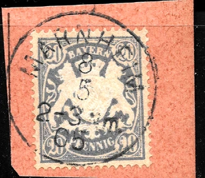 1888 Germany BAVARIA MI#57BI UNLISTED ERROR "20"Cd MARNHEIM 8.5.05 used VF - Picture 1 of 2