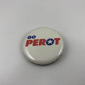 Botón Campaña Política GO PEROT FOR PRESIDENT '92 De Colección, Pinback - Imagen 1 de 2