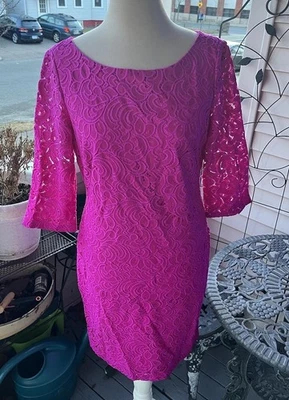 Ivanka Trump фуксия кружевное платье 8 оболочка нарядный полностью с подкладкой вечеринки свадьбы VGUC - Изображение 1 из 4