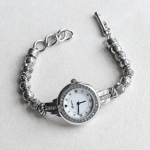 Brighton Mayville Damen Bettelarmband Uhr versilbert Knebel 7-8" funktioniert - Bild 1 von 8
