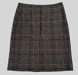 Gonna Hugo Boss donna US 4 nera bianca a quadri misto lana foderata abbigliamento da lavoro classico - Foto 1 di 13