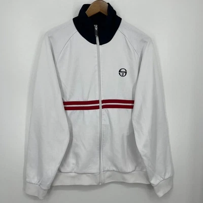 Sergio Tacchini Track Jacket Men's Size L White Full Zip Pockets Solid - Image 1 of 4