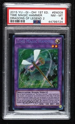 Time Magic Hammer 1st Ed. YuGiOh Dragons of Legend 2 PSA 8 - Image 1 of 2
