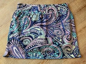 T for Talbots M Paisley bunt lila blau Rock Skort Pull On Taschen Baumwolle - Bild 1 von 12