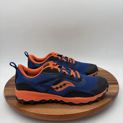Size 6M Saucony GS BIG KIDS Peregrine 12 Shield Blue/orange Trail Running Shoes - Image 1 of 4