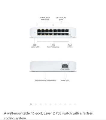 Conmutador Ethernet Gigabit Ubiquiti UniFi USW-LITE-16-POE Foto 1 de 4