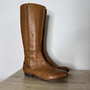 Clarks Charlie Cognac Leather Tall Riding Boots Womens Size 9.5 M Equestrian Zip - Picture 1 of 15