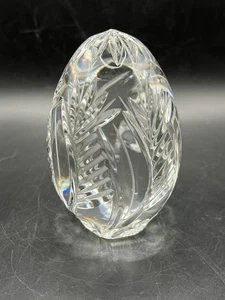 Vintage American Cut Lead Crystal Egg Paperweight Figurine 4.5” x 3” - Picture 1 of 5