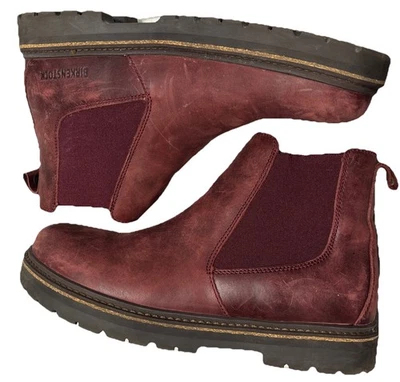Bota de cuero Birkenstock para mujer Stalon borgoña Chelsey Nu Buck 40E EE. UU. 9 Foto 1 de 4