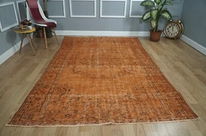 Vintage Area Rug, Orange Wool Rug, Turkish Woven Rug Carpet, 5.74x9.28 ft H-2251 - Picture 1 of 10