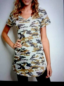 Camiseta larga Better Be Sage camuflada manga corta cuello en V para mujer talla S nueva con etiquetas - Imagen 1 de 10