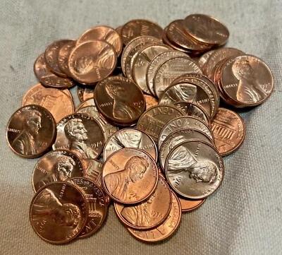 Two 1974 D Lincoln Memorial Cent Unc Two MS Roll Uncirculated From U.S. Mint bag - Image 1 of 2