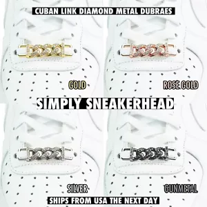 ALTA CALIDAD DIAMANTE ESLABÓN CUBANO PREMIUM METAL ENCAJE ETIQUETAS ZAPATOS DUBRAES DIJES - Imagen 1 de 9