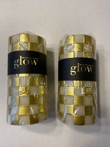 2 Mackenzie Childs Checkered Pillar Candle  7 OZ Holiday Decor Gift  Sealed - Picture 1 of 5