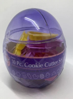 Wilton Pascua/Primavera Juego de 10 piezas Cortador de Galletas de Plástico con Contenedor de Almacenamiento de Huevos NUEVO Foto 1 de 4