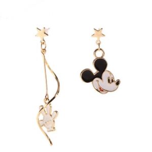 ZARD Disney Mickey Mouse Hand & Head Asymmetrical Drop Dangle Earrings Goldtone
