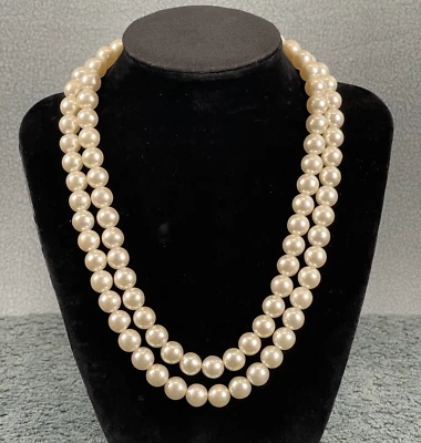 Collar babero doble hilo de perlas sintéticas 16 pulgadas joyería de moda Foto 1 de 4