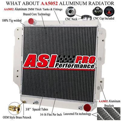 RADIADOR DE ALUMINIO 3 FILAS PARA 87-06 JEEP TJ YJ WRANGLER CHEVY GM V8 INTERCAMBIO Foto 1 de 4