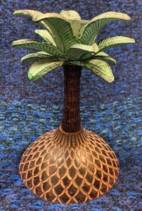 Pineapple/Palm Candle Stick Holder 6x4" Brown and Green Holds one Taper Candle - Picture 1 of 7