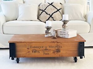 Coffee Table Chest Meubles Living Room Sofa Solid Wood Vintage Shabby