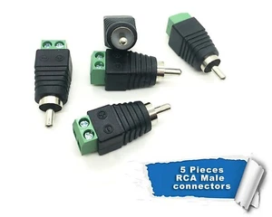 5pcs RCA Plug male connector speaker AV/CCTV wire  - Picture 1 of 4