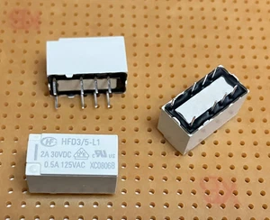 2A DPDT Latching PCB Relay 5V dc Coil Gold Plated AgNi Contacts HFD3/5-L1 - Picture 1 of 7