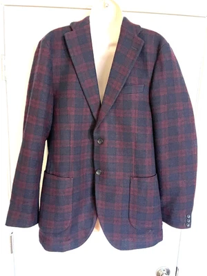 Blazer Abrigo Deportivo Grande Uniglo Para Hombre Lana Nylon Cuadros Cierre Dos Botones Foto 1 de 4