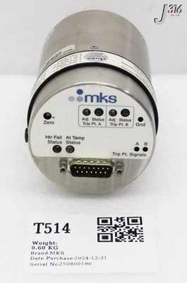 T514 MKS BARATRON CAPACITANCE MANOMETER TYPE 631, 10 TORR 631C11T8FHBB - Image 1 of 4