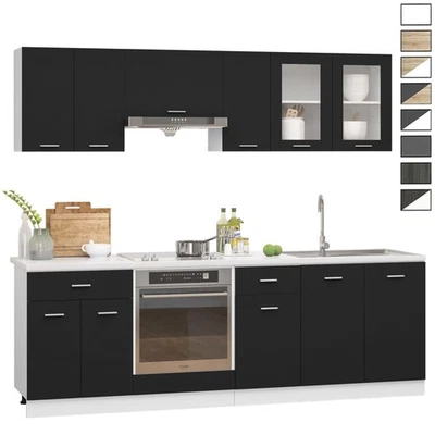  8-tlg. Küchenzeile Einbauküche Küchenschränke Küchenblock Singleküche Schränke - Bild 1 von 4