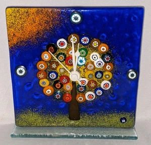 Murano Lebensbaum Millefiori Kunst Glas Tisch Quarz Uhr Briefbeschwerer Italien - Bild 1 von 5
