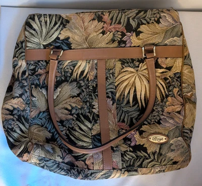 BOYT De Colección Tapiz Hojas Florales Cuero Equipaje de Mano Bolsa de Viaje Cremalleras Foto 1 de 4