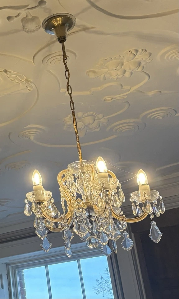 Glass Chandelier Ceiling Light Droplet Style Pendant - Image 1 of 3