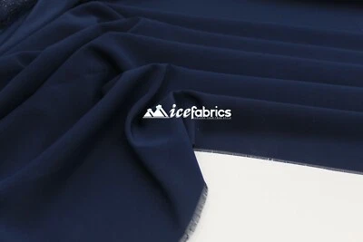 Navy Blue_ Silky Stretch Spandex Chiffon Soft Fabric By The Yard-%10 Stretch - Image 1 of 4