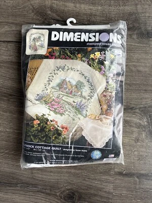 Dimensions Hollyhock Cottage Quilt Susan Noble Stamped Cross Stitch KIT, 3216 - Image 1 of 4