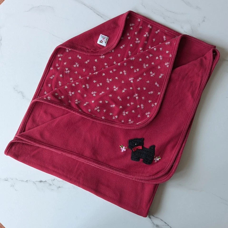 Manta de bebé Gymboree de colección difícil de encontrar - roja, flores, perro escocés Foto 1 de 1