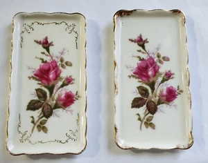 Vintage Porcelain Royal Sealy Japan  Rose Floral Dish Trinket Tray Cigarette Lot - Picture 1 of 11